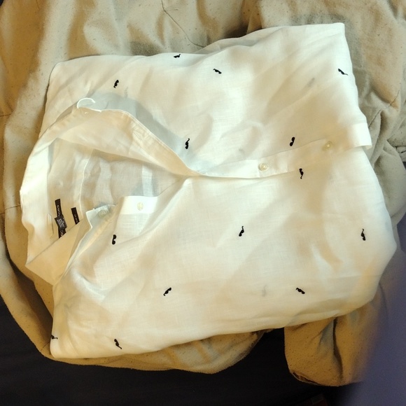 Michael Kors Sunglass-Print Linen Embroidered Button Down Shirt - Picture 9 of 9